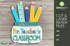 School Supplies Teacher Mason Jar Sign - SVG Laser Cut Files Product Image 2