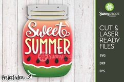 Sweet Summer Mason Jar Watermelon Sign - SVG Laser Cut Files Product Image 2