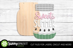Sweet Summer Mason Jar Watermelon Sign - SVG Laser Cut Files Product Image 3