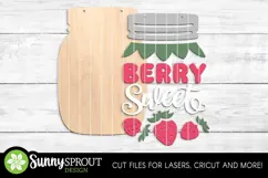 Berry Sweet Mason Jar Strawberry Sign - SVG Laser Cut Files Product Image 3