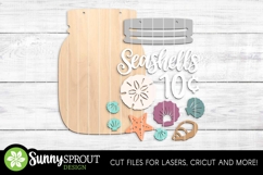 Seashells 10 Cents Mason Jar Sign - SVG Laser Cut Files Product Image 3
