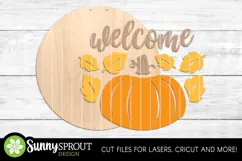 Welcome Fall Pumpkin Leaves Sign - SVG Laser Cut Files Product Image 3