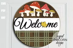Mushrooms Welcome Sign SVG| Fall Door Hanger SVG Product Image 1