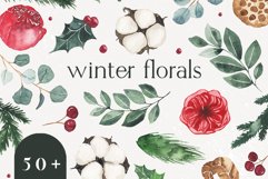 Watercolor floral clipart, Christmas floral clipart Product Image 1