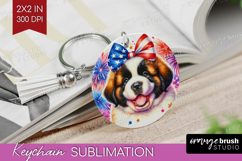 St Bernard Dog Keychain PNG Patriotic Dog Keychain Product Image 1