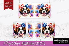 St Bernard Dog Mug Wrap Patriotic Dog Mug PNG Sublimation Product Image 1