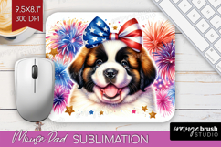 St Bernard Dog Mouse Pad Sublimation Patriotic Dog Mousepad Product Image 1