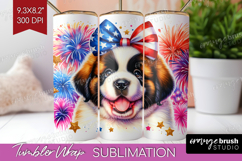 St Bernard Dog Tumbler Wrap Patriotic Dog Tumbler PNG Product Image 1