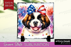 St Bernard Dog Slate PNG Patriotic Dog Square Slate Product Image 1
