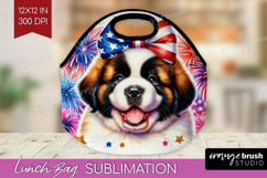 St Bernard Dog Lunch Bag Patriotic Dog Lunch Bug PNG Product Image 1