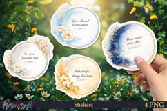 Inspirational Spring Quote Stickers | Floral Watercolor PNG Product Image 1