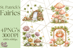 St Patrick’s Day Fairies Clipart, Miniature Irish Fairy Png Product Image 1