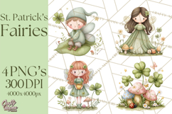St Patrick’s Day Fairies Clipart, Miniature Irish Fairy Png Product Image 1