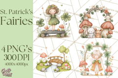 St Patrick’s Day Fairies Clipart, Miniature Irish Fairy Png Product Image 1