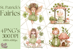 St Patrick’s Day Fairies Clipart, Miniature Irish Fairy Png Product Image 1