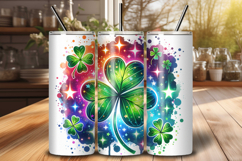 St Patrick’s Day Tumbler Wrap PNG, 20oz Shamrock Design Product Image 1