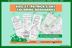 St. Patrick’s Day, Kids Coloring Bookmarks, Print &amp; Cut, Pdf Product Image 1