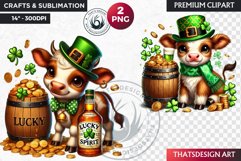 St Patrick farm animals Clipart, saint patricks day PNG Product Image 1