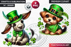 St Patrick farm animals Clipart, saint patricks day PNG Product Image 1