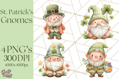 St Patricks Gnomes PNG, Cute Irish Gnome Clipart, Shamrock Product Image 1