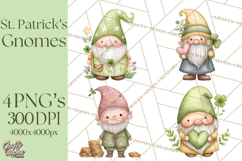 St Patricks Gnomes PNG, Cute Irish Gnome Clipart, Shamrock Product Image 1