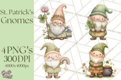 St Patricks Gnomes PNG, Cute Irish Gnome Clipart, Shamrock Product Image 1