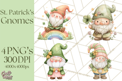 St Patricks Gnomes PNG, Cute Irish Gnome Clipart, Shamrock Product Image 1