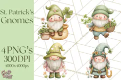 St Patricks Gnomes PNG, Cute Irish Gnome Clipart, Shamrock Product Image 1
