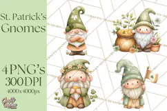 St Patricks Gnomes PNG, Cute Irish Gnome Clipart, Shamrock Product Image 1