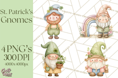 St Patricks Gnomes PNG, Cute Irish Gnome Clipart, Shamrock Product Image 1