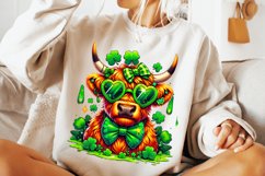 St Patrick&#039;s Day Highland Cow PNG, Lucky Day PNG, Shamrock Product Image 2