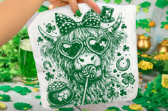 Highland Cow St Patrick's Day PNG, Lucky Day PNG, Shamrock Product Image 1