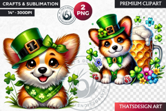 St Patrick puppy Clipart, saint patricks day dog sublimation Product Image 1