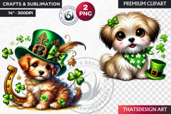 St Patrick puppy Clipart, saint patricks day dog sublimation Product Image 1