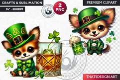 St Patrick Clipart, saint patricks day dog,puppy sublimation Product Image 1