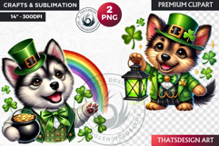 St Patrick Clipart, saint patricks day dog,puppy sublimation Product Image 1