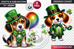 St Patrick puppy Clipart, saint patricks day dog sublimation Product Image 1