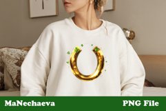 Golden Horseshoe Clipart | St. Patrick&#039;s PNG Sublimation Product Image 1