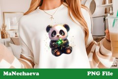 St Patrick&#039;s Glitter Panda Sublimation | Irish Clipart PNG Product Image 1