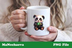St Patrick&#039;s Glitter Panda Sublimation | Irish Clipart PNG Product Image 3