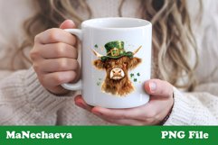 St Patrick&#039;s Glitter Cow Sublimation | Irish Clipart PNG Product Image 3