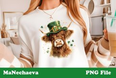 St Patrick&#039;s Glitter Cow Sublimation | Irish Clipart PNG Product Image 1
