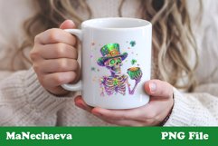 St Patrick&#039;s Glitter Skeleton Sublimation | Irish Clipart Product Image 3