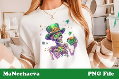 St Patrick&#039;s Glitter Skeleton Sublimation | Irish Clipart Product Image 2