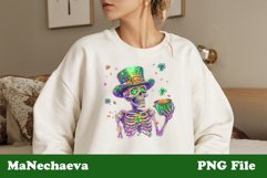 St Patrick&#039;s Glitter Skeleton Sublimation | Irish Clipart Product Image 1