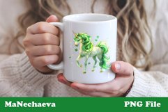 St Patrick&#039;s Glitter Unicorn Sublimation | Irish Clipart PNG Product Image 3