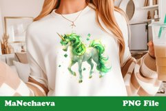St Patrick&#039;s Glitter Unicorn Sublimation | Irish Clipart PNG Product Image 1