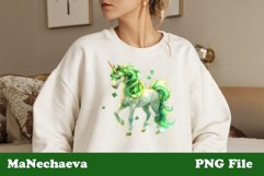 St Patrick&#039;s Glitter Unicorn Sublimation | Irish Clipart PNG Product Image 2