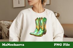 St Patrick&#039;s Glitter Boots Clipart | Western Sublimation PNG Product Image 2