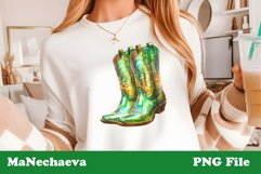 St Patrick&#039;s Glitter Boots Clipart | Western Sublimation PNG Product Image 3
